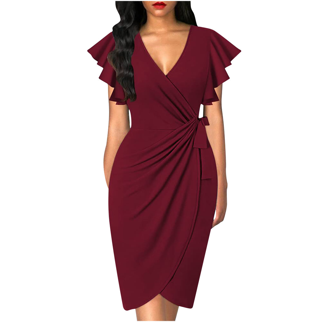 Black Wrap Women's Midi Dress for Homecoming