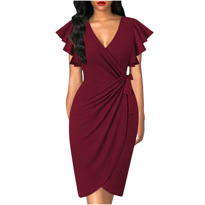 Black Wrap Women's Midi Dress for Homecoming