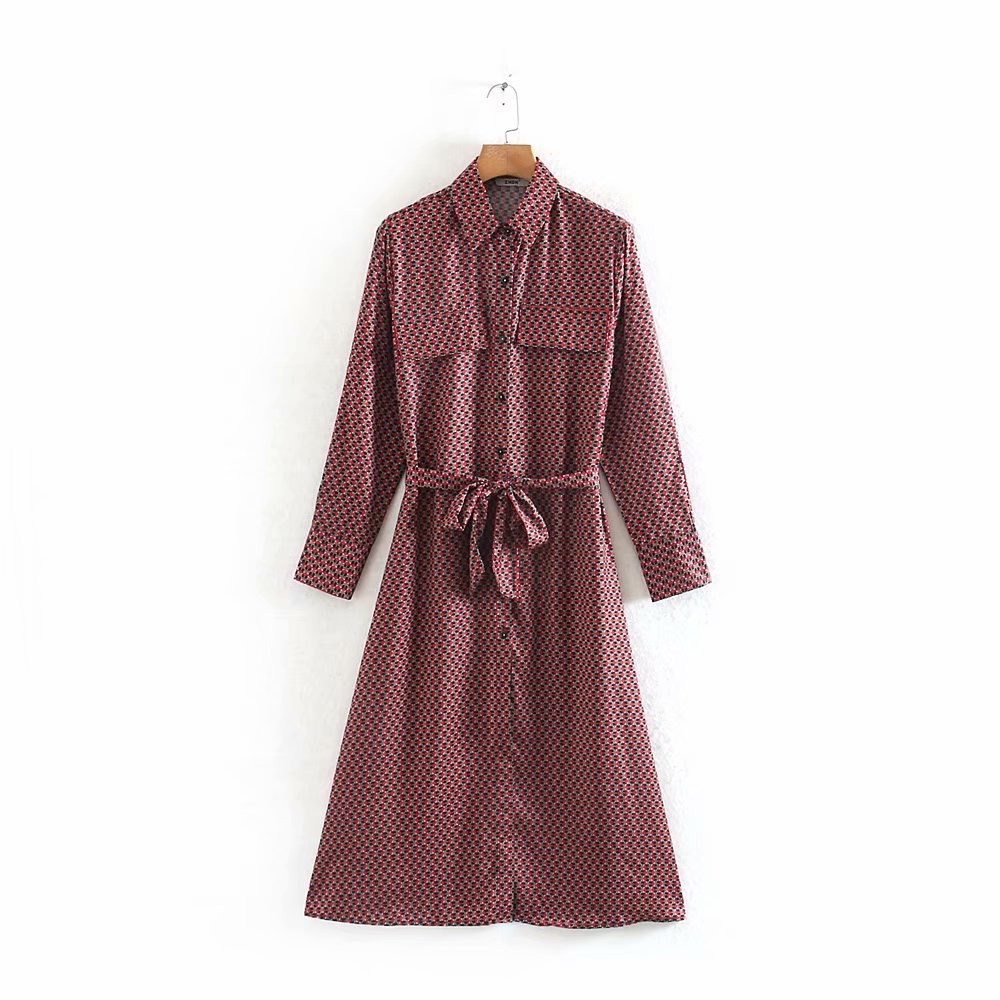 Red Long-Sleeve Women's Midi Dress for Homecoming