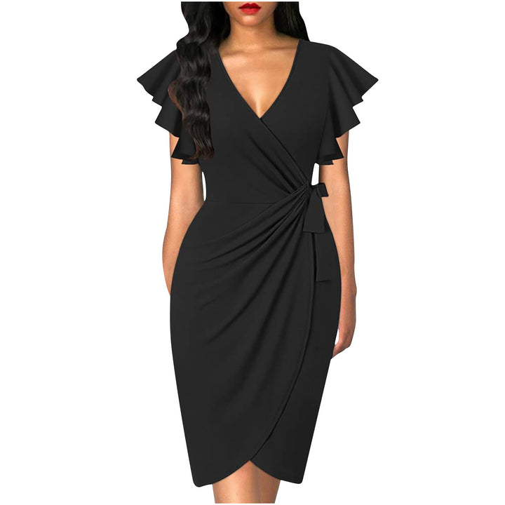 Black Wrap Women's Midi Dress for Homecoming