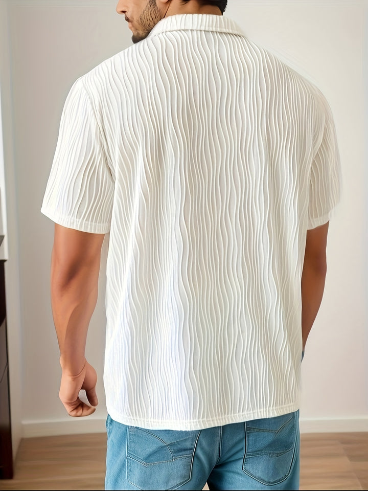 Men's Casual Striped Solid Color Short Sleeve Polo Shirt
