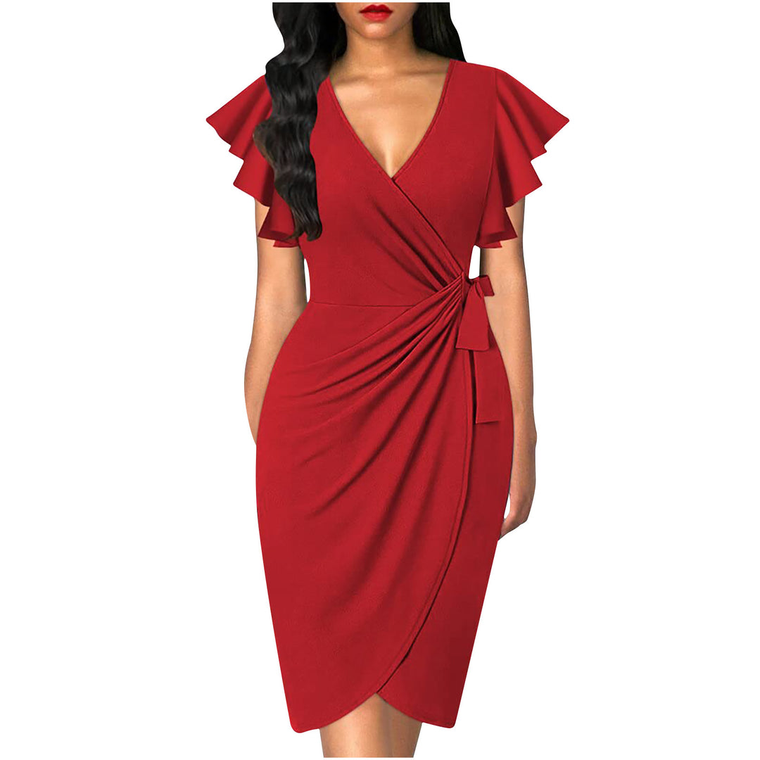 Black Wrap Women's Midi Dress for Homecoming