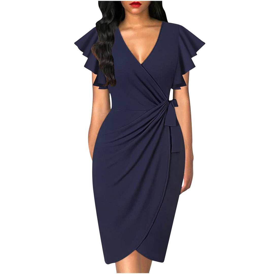 Black Wrap Women's Midi Dress for Homecoming