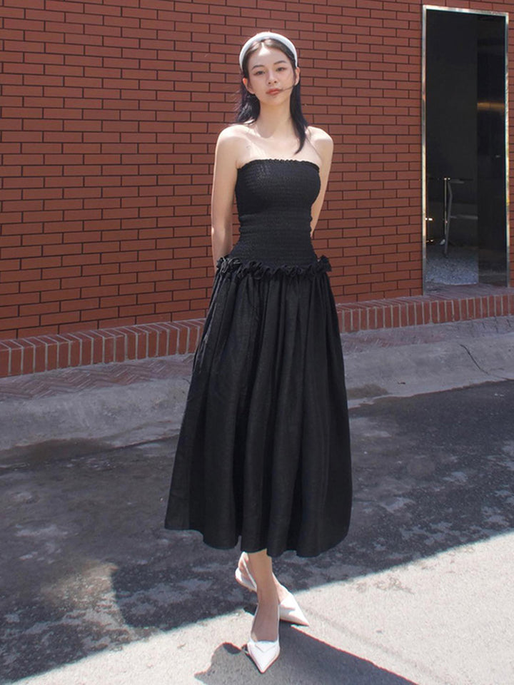 Black One-Shoulder Women's Midi Dress for Homecoming
