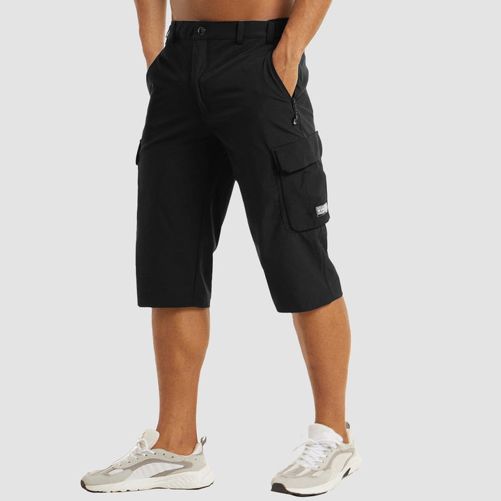 Herren Knielange Cargo Shorts mit Seitentaschen - Black