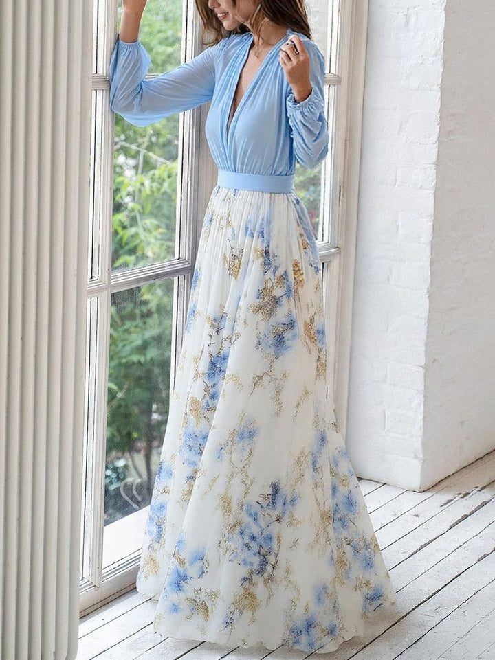 Elegant Floral Women's Wedding Guest Maxi Dress