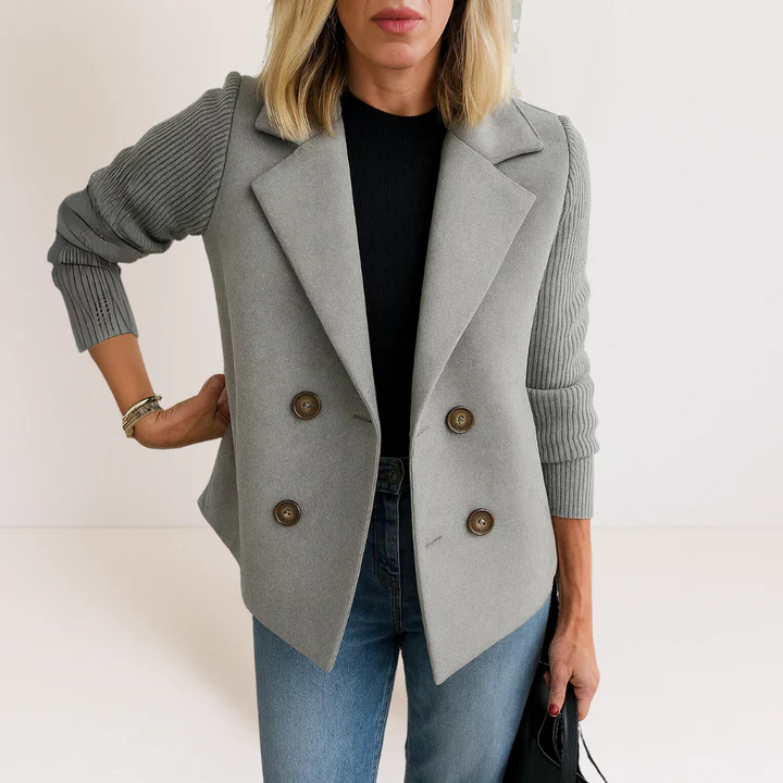 Elegant Women's Casual Blazer with Double-Breasted Closure