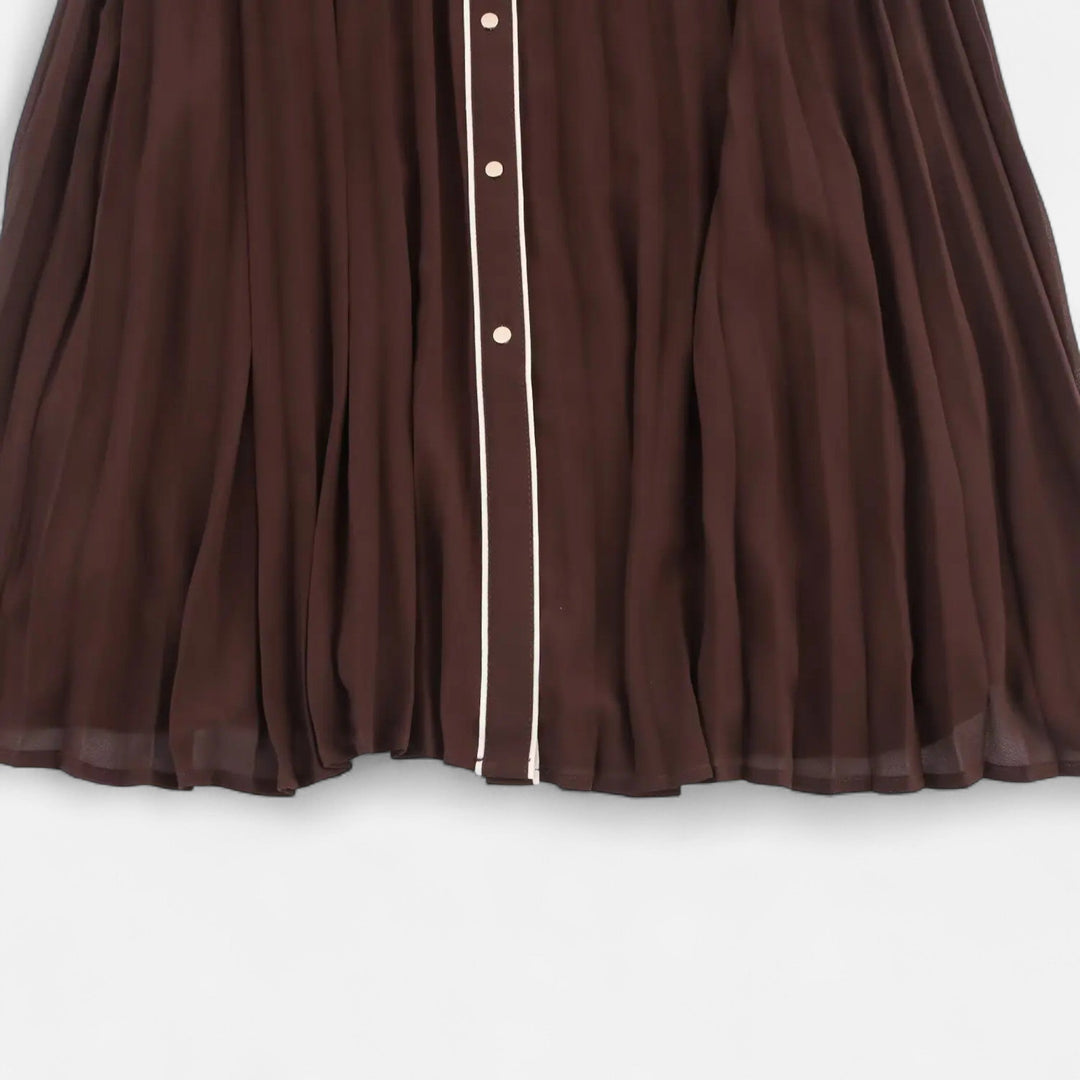 Women's Elegant Chiffon Midi Dress with Lapel Collar