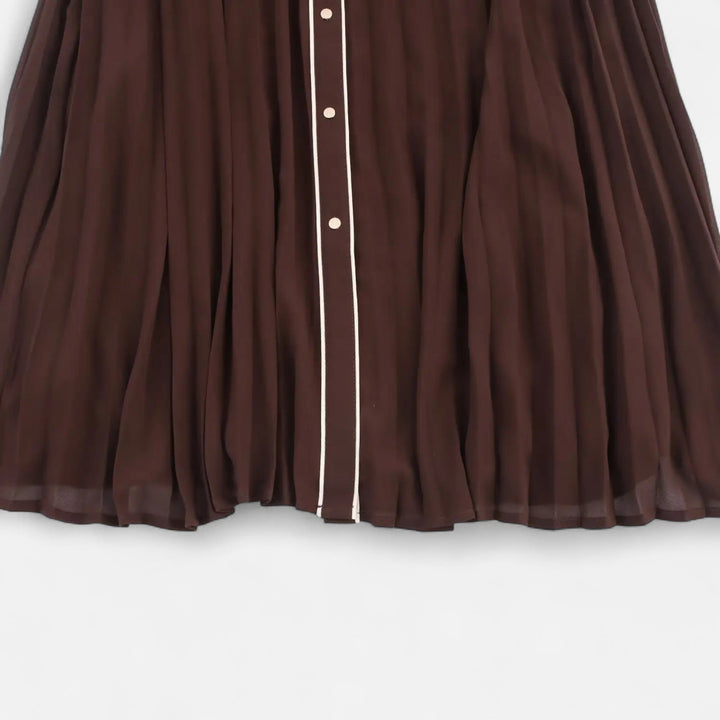 Women's Elegant Chiffon Midi Dress with Lapel Collar