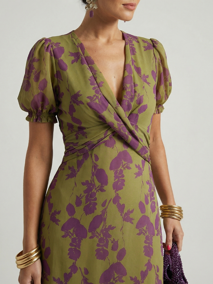 Elegant Floral Women's Midi Dress
