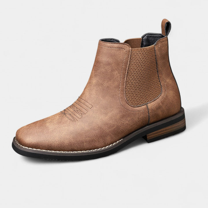 Rugged Men's Boots with Elastic Side Panels - Classic and Durable