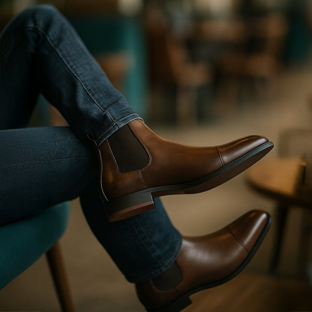 Elegant Classic Men's Faux Leather Chelsea Boots