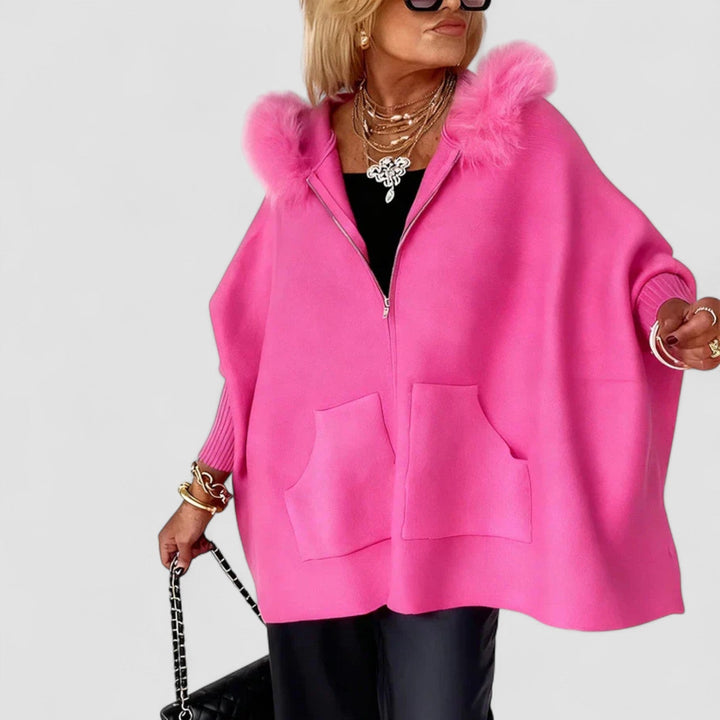 Women's Casual Hooded Coat with Faux Fur Collar - Warm Winter Jacket