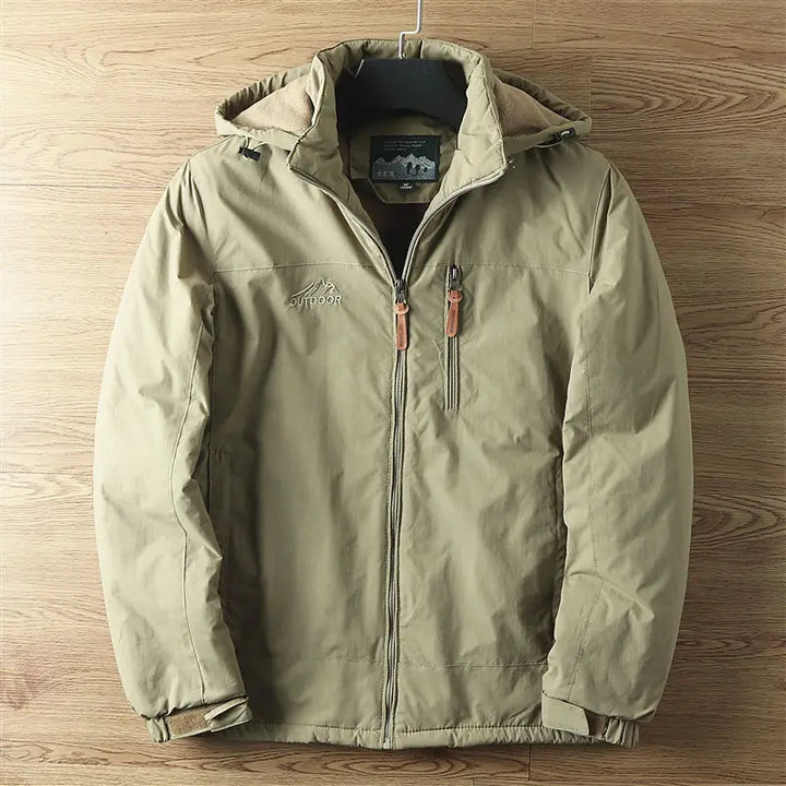 Men's Thermal Winter Jacket with Hood - Water-Resistant and Warm-Lined