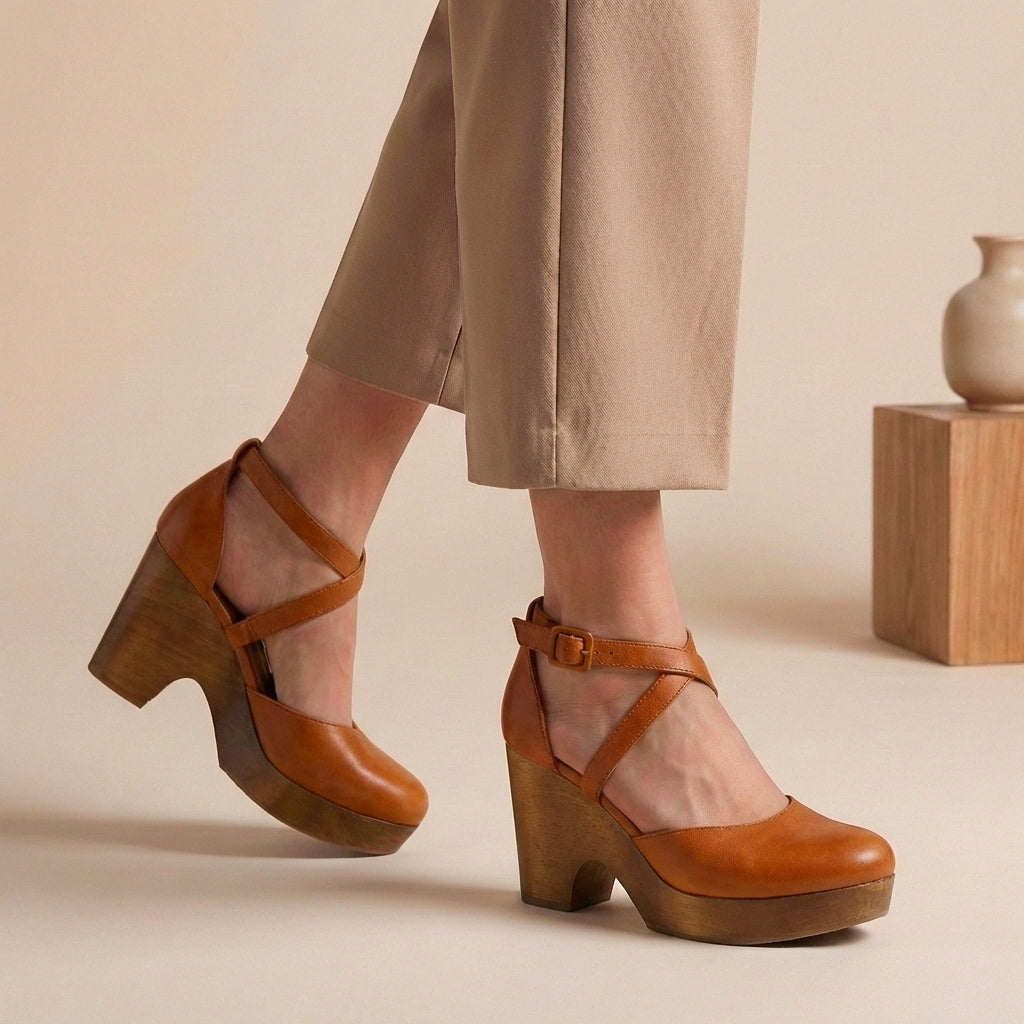 Elegant Women's Block Heel Strap Platform Heels