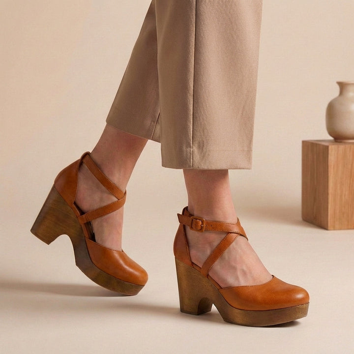 Elegant Women's Block Heel Strap Platform Heels