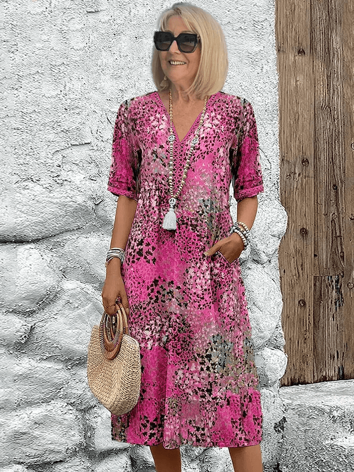 Elegant Floral Women's Midi Dress