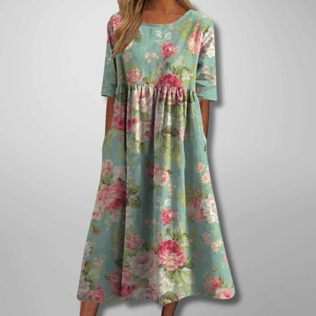 Elegant Relaxed Women's Floral Midi Dress