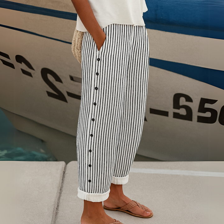 Comfortable Striped Loose Fit Women's Summer Pants