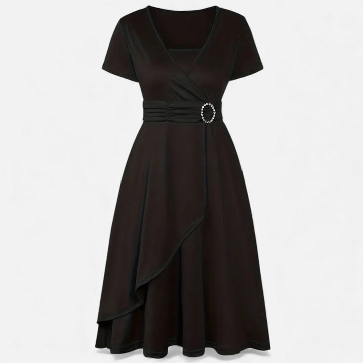 Elegant Rhinestone V-Neck Asymmetric Women's Evening Dress