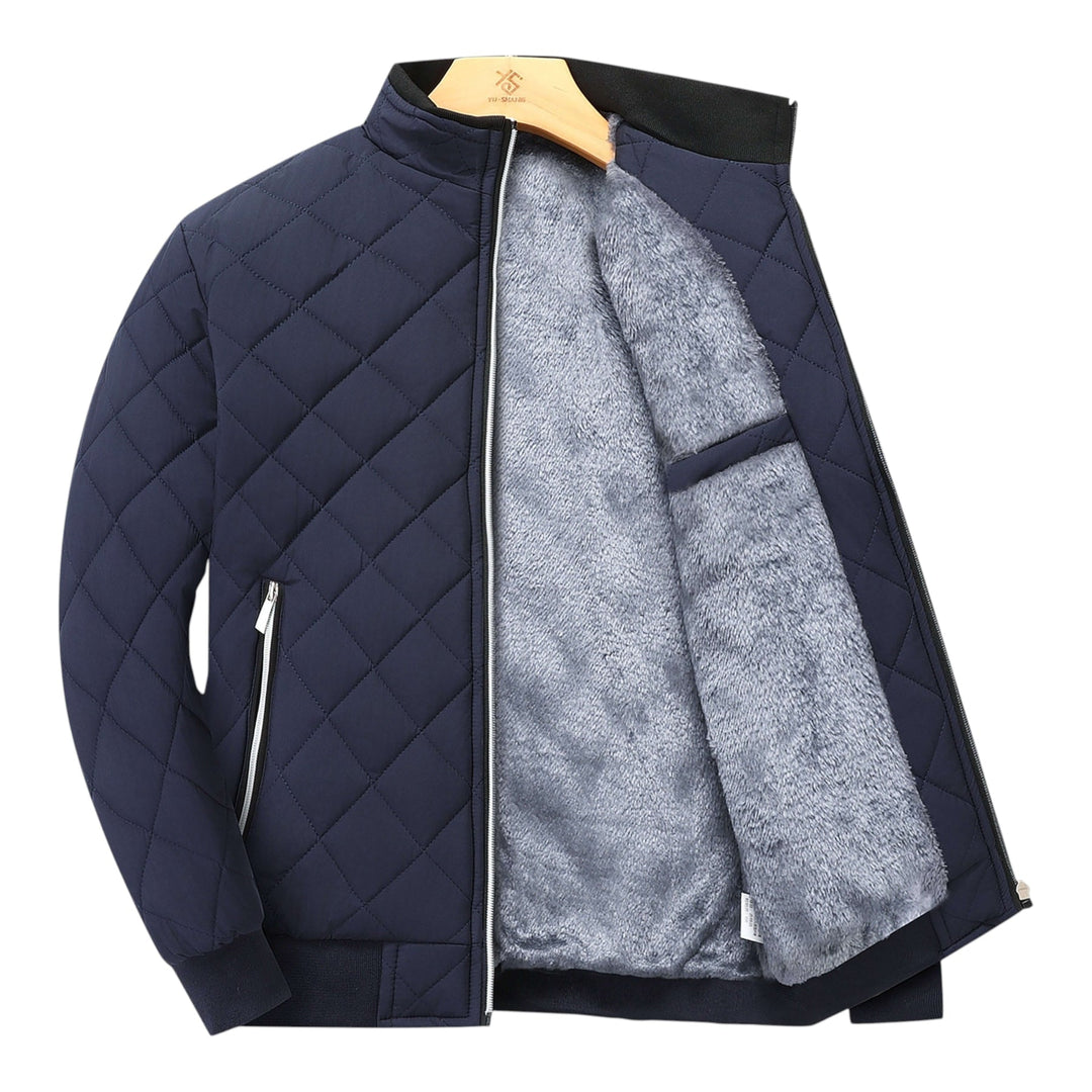 Quilted Warm Men's Winter Jacket with Fleece Lining