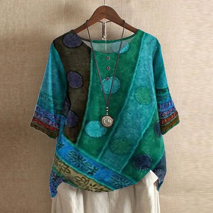 Elegant Retro-Inspired Women's Floral Blouse