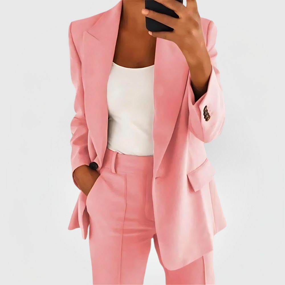Elegant Women's Blazer Suit Set with Blazer and Pants
