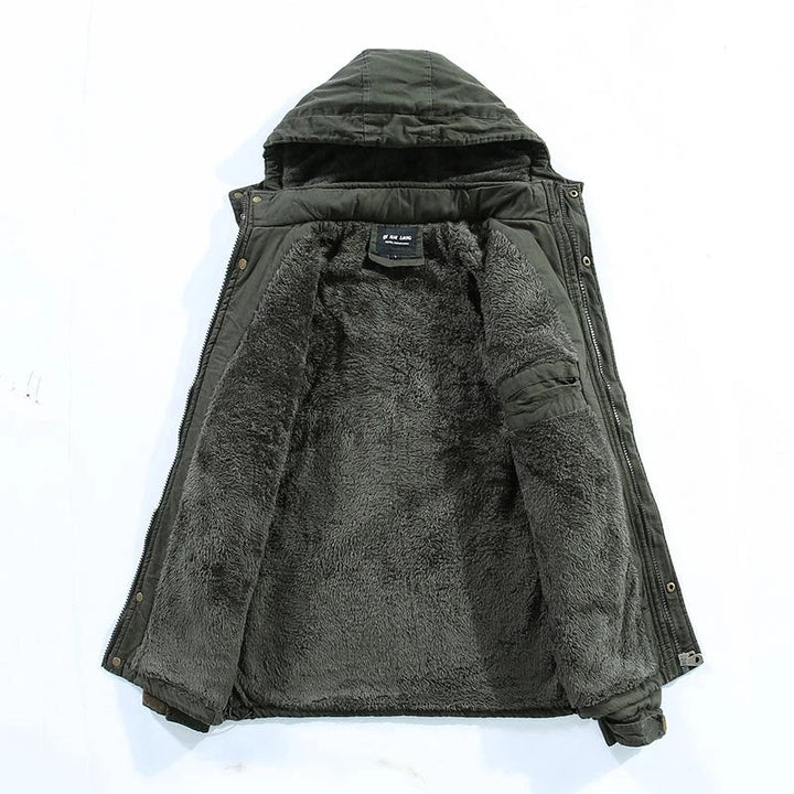 Fleece-Lined Warm Men's Winter Jacket with Hood