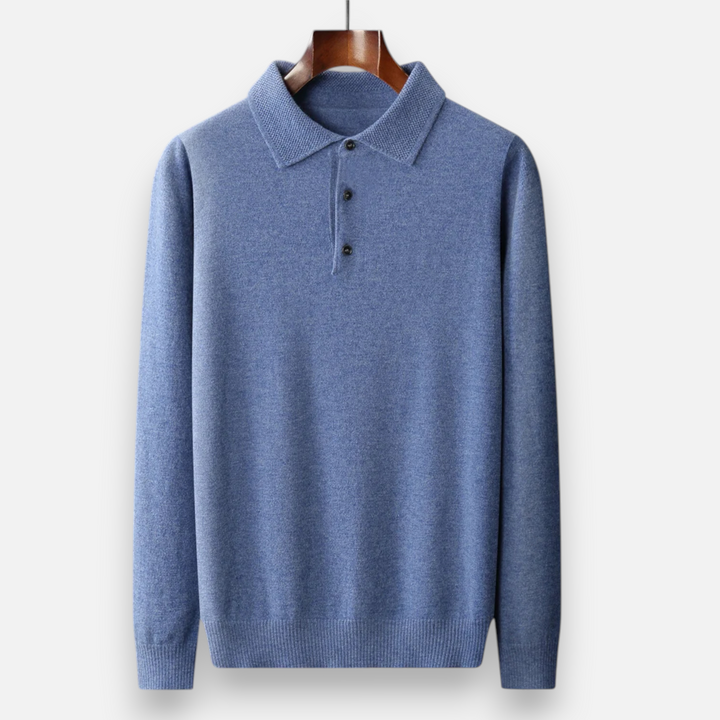 Elegant Men's Merino Wool Polo Sweater