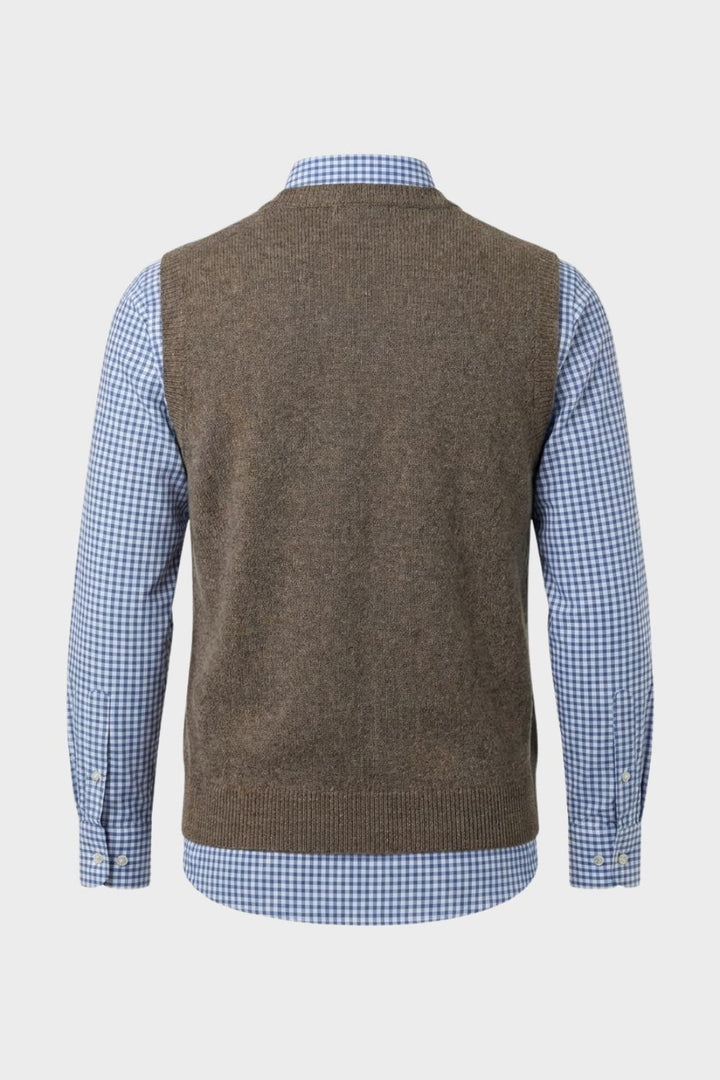 Classic V-Neck Men's Knit Vest with Button Front