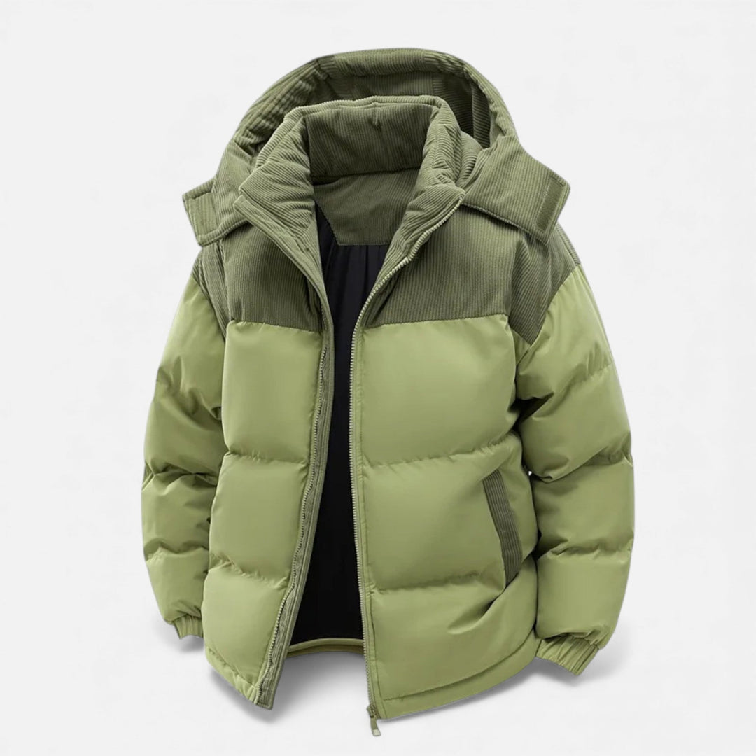 Lined Warm Men's Winter Jacket with Removable Hood