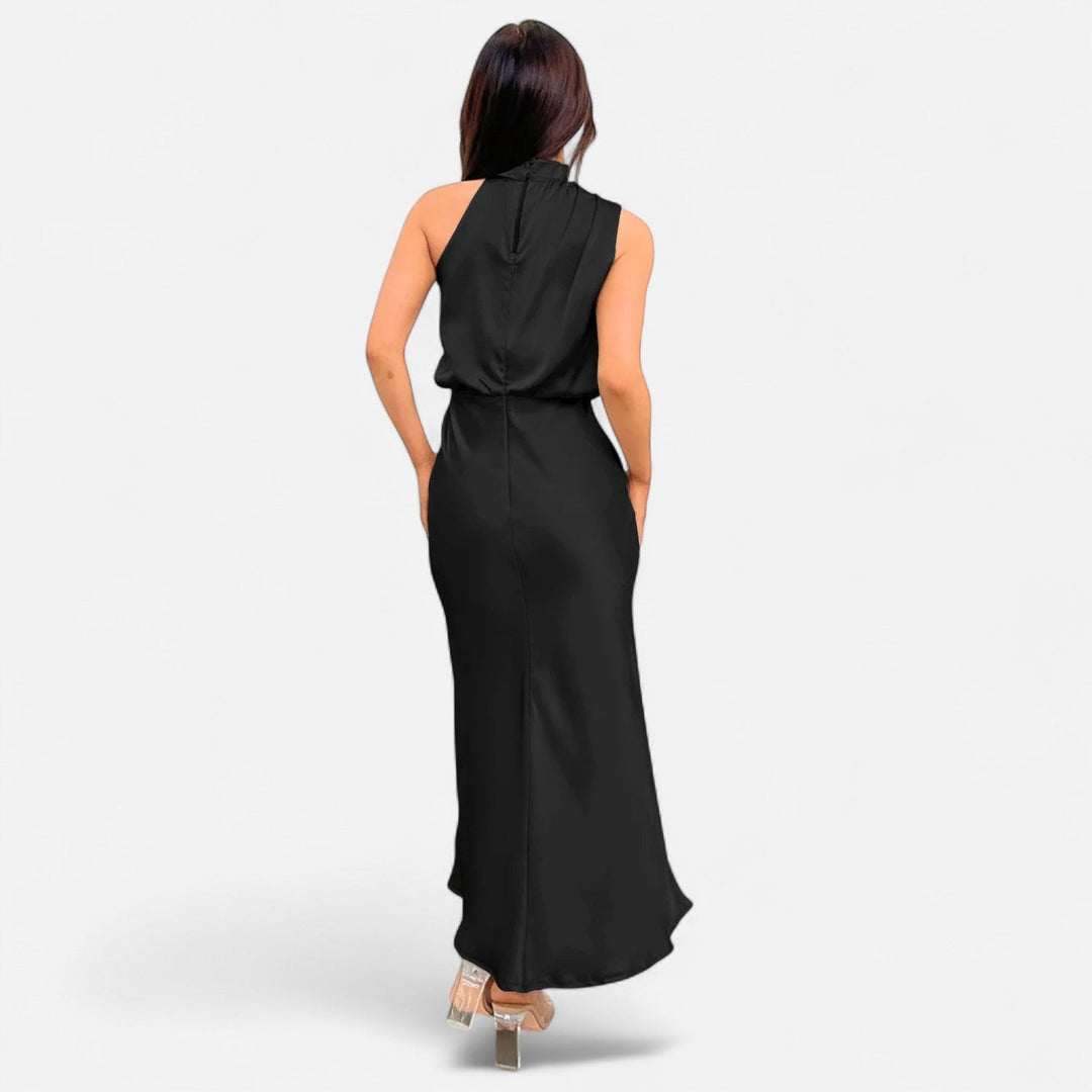Women's Elegant Sleeveless Long Satin Dress