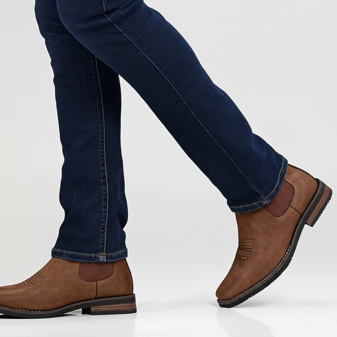Rugged Men's Boots with Elastic Side Panels - Classic and Durable