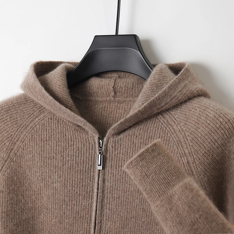Men's Zip Pullover with Front Zipper - Elegant Knit Sweater for Business and Casual Wear