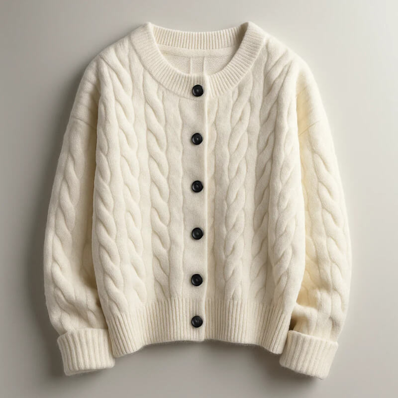 Classic Men's Cable Knit Cardigan with Button Placket