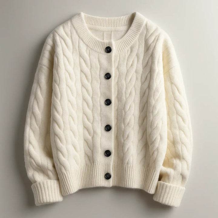 Classic Men's Cable Knit Cardigan with Button Placket