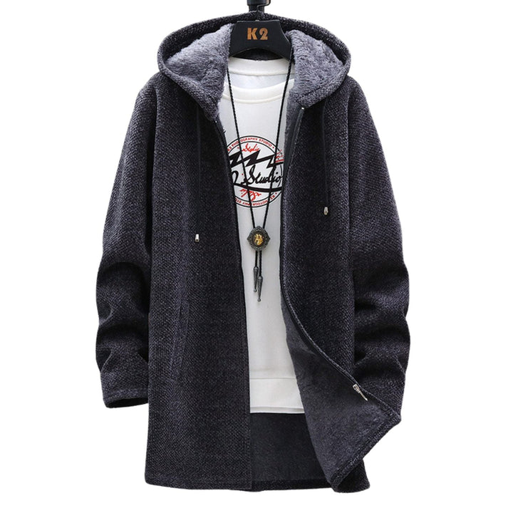 Warm Long Men's Winter Coat with Hood - Soft and Windproof