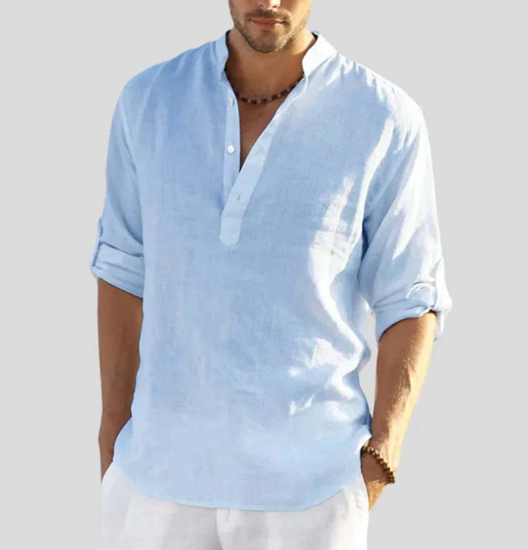 Elegant Men's Linen Shirt with Collar - Airy, Lightweight, and Versatile