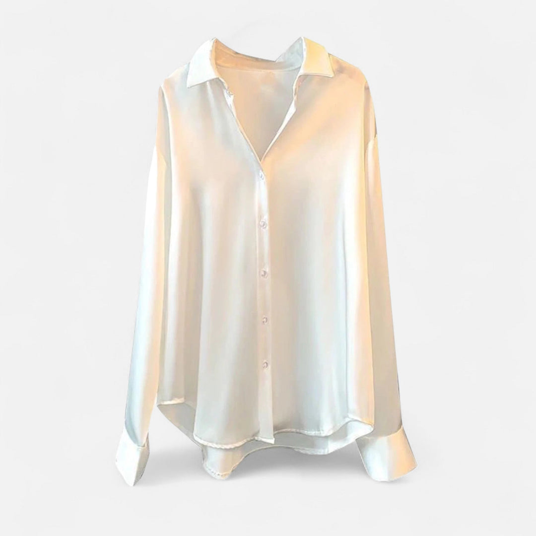 Elegant Satin Blouse for Women with V-Neckline