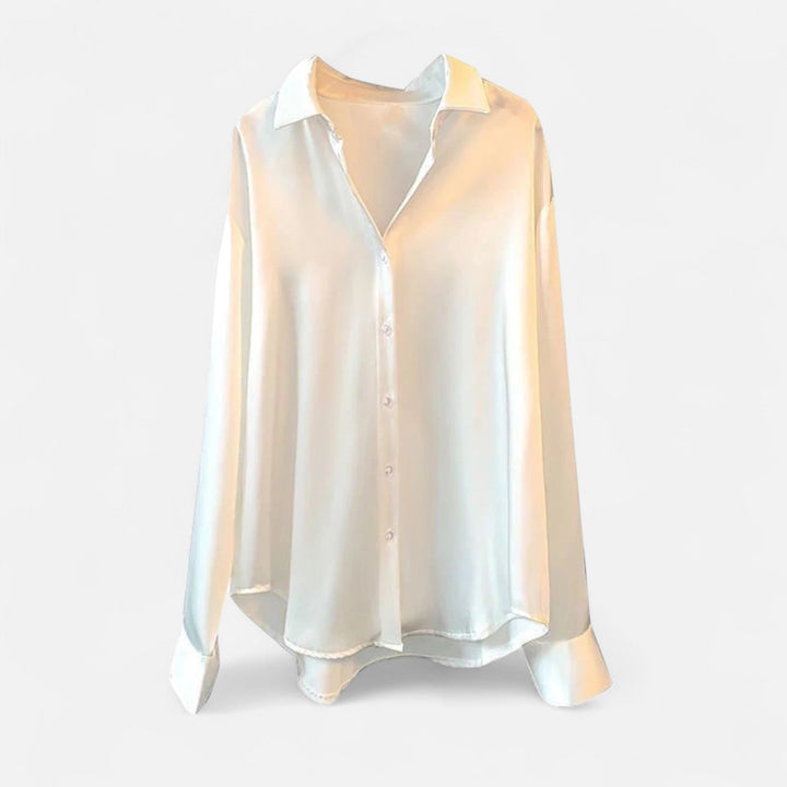 Elegant Satin Blouse for Women with V-Neckline
