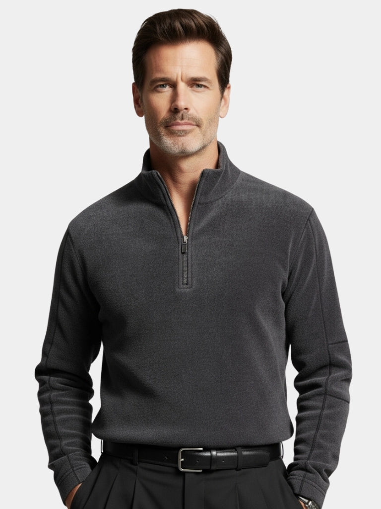 Men's Quarter-Zip Pullover - Luxury Mock Neck Sweater