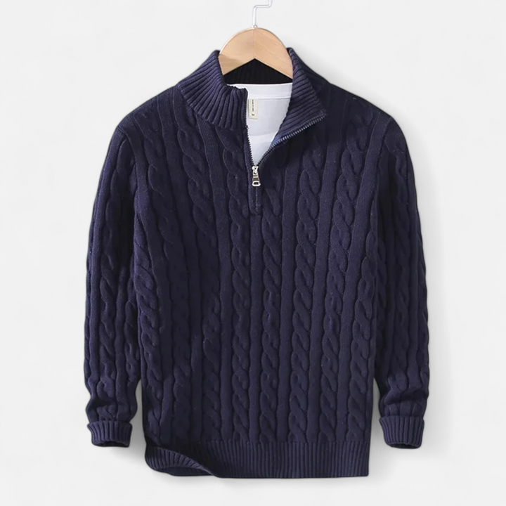 Men's Thick Turtleneck Pullover Sweater with Zipper