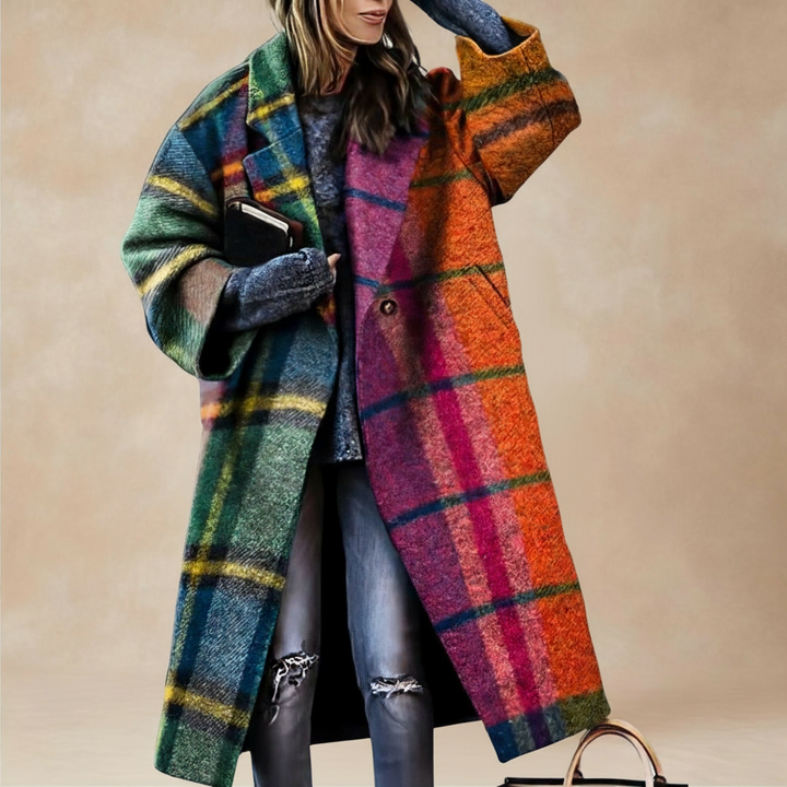 Elegant Oversized Women's Coat with Artistic Patterns
