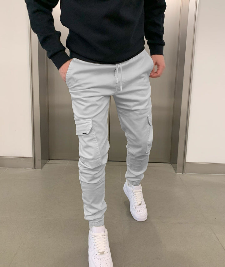 Men's Cargo Jogger Pants with Elastic Waistband - Streetstyle Cotton Blend