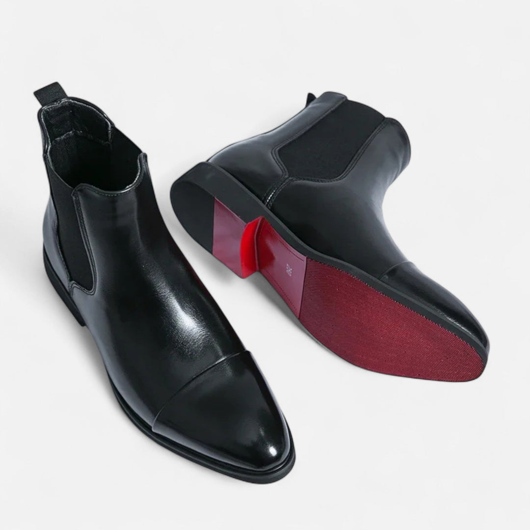 Men's Elegant Chelsea Boots with Red Sole