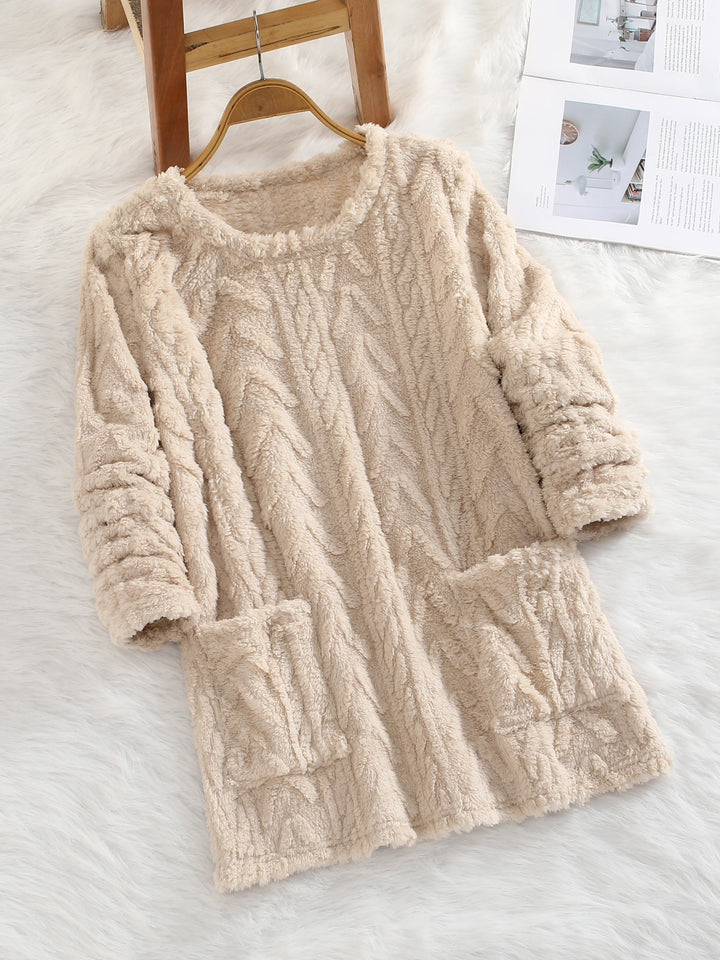 Soft Women's Knit Sweater with Pockets - Loose Fit for Fall & Winter