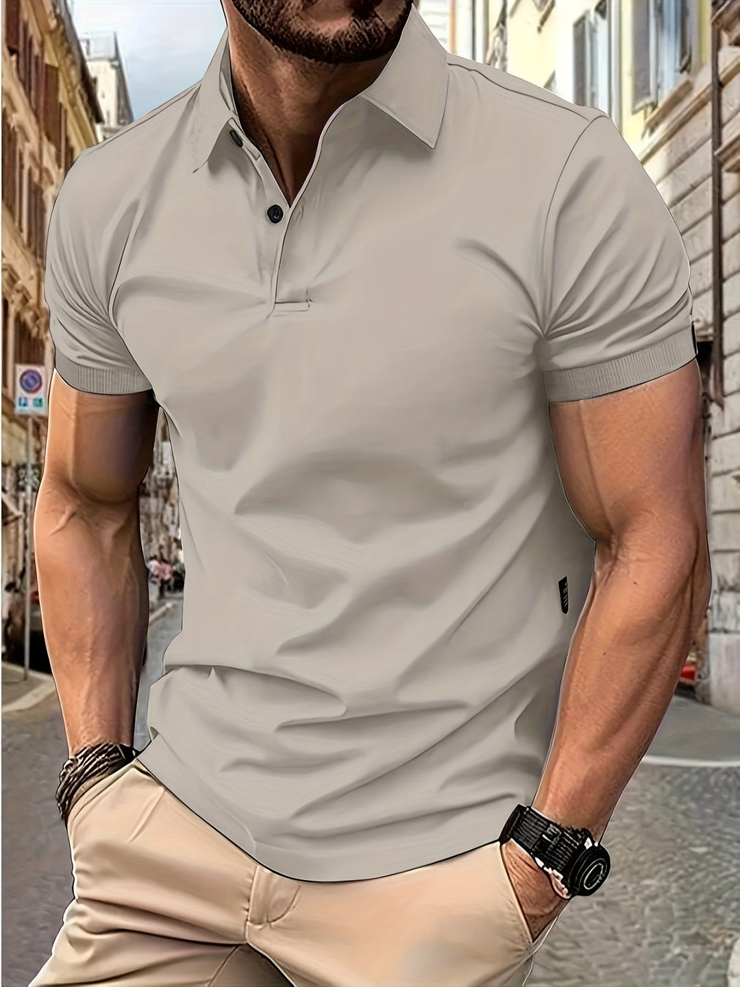 Classic Men's Short Sleeve Polo Shirt with Collar - Timeless and Versatile