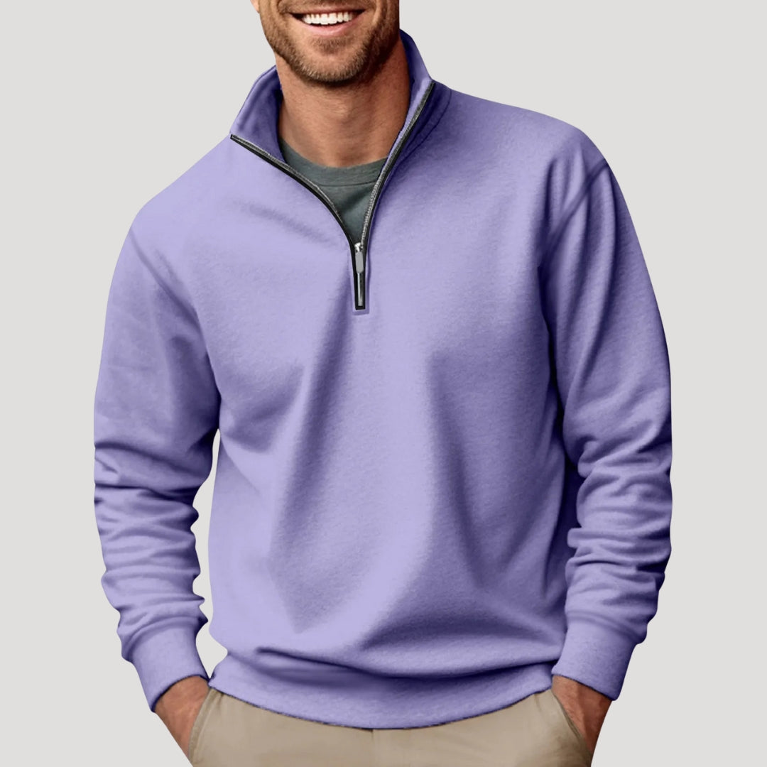 Lightweight Men's Cotton Half-Zip Sweatshirt - Breathable and Versatile
