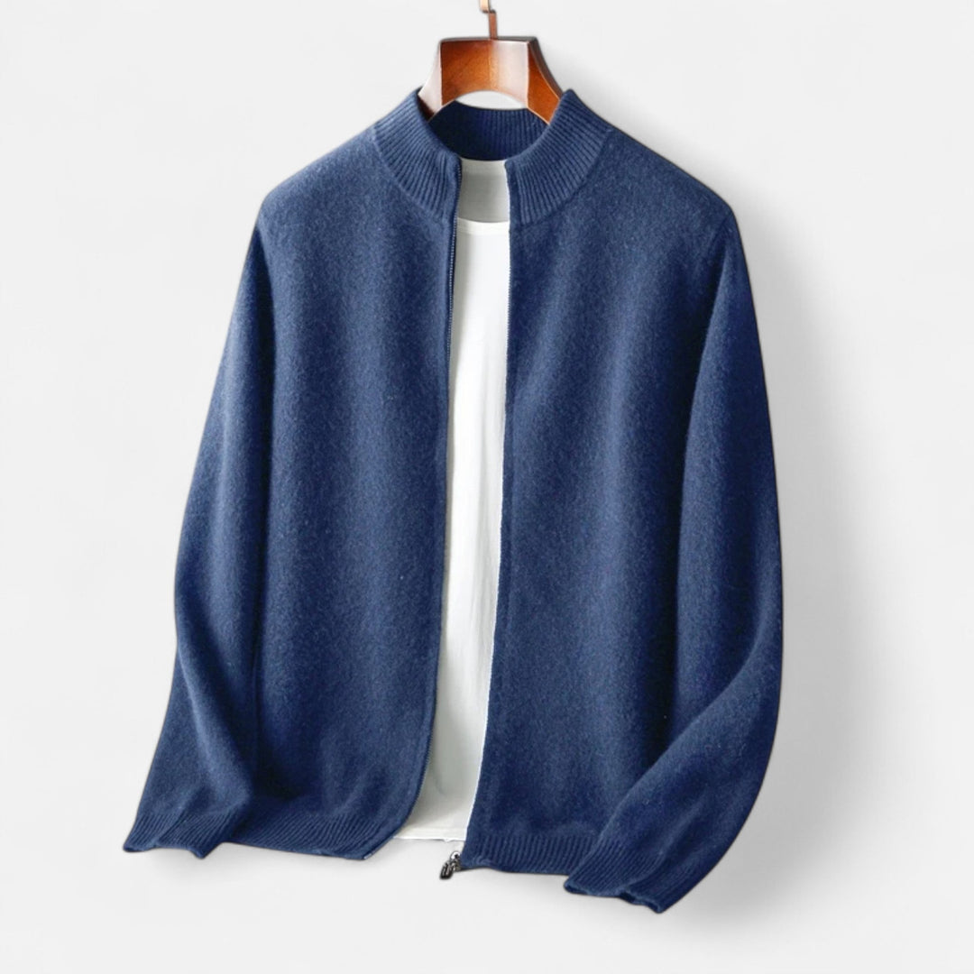 Warm Merino Wool Zip-Up Men's Cardigan