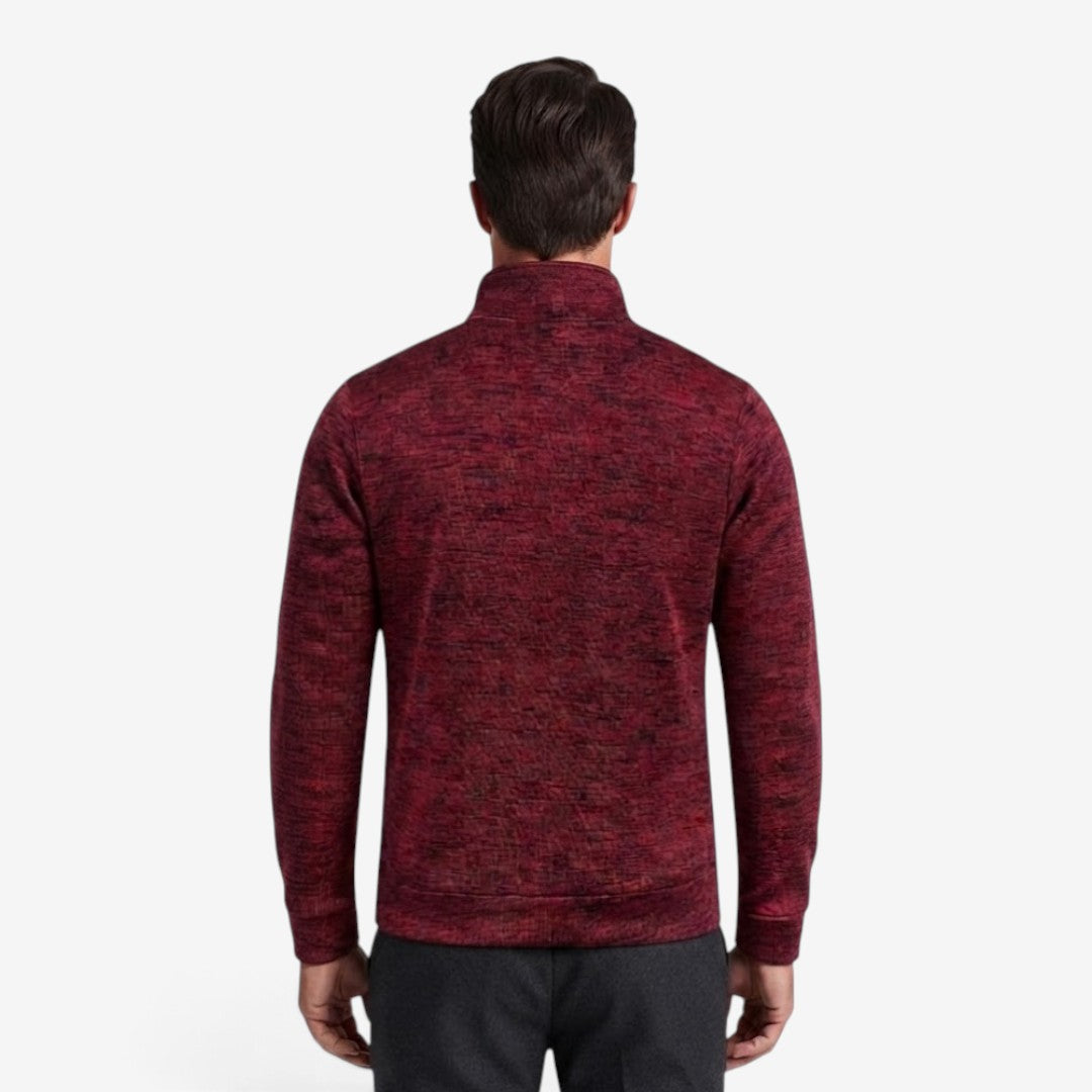 Slim-Fit Men's Knit Zip Jacket with High Neck and Zip Pockets